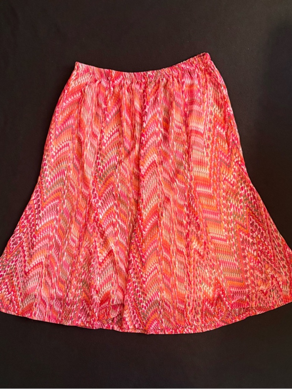 Notations Pink and Red Midi Flare Skirt